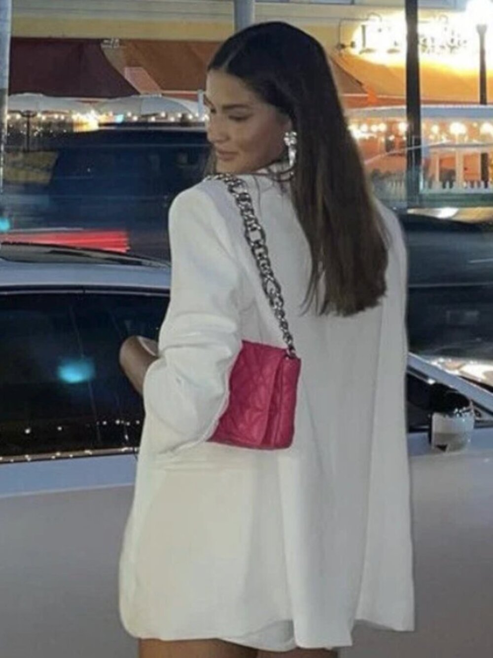 ZARA WOMEN NEW OVERSIZED LINEN BLEND BLAZER OYSTER WHITE 7962/586 M